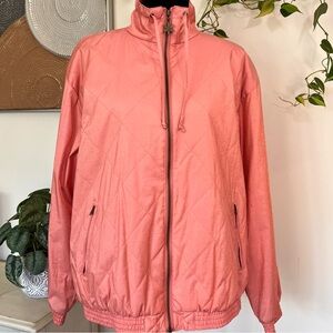Vintage White Stag Coral Quilted Jacket with Snowflake Zipper Pull Size Large